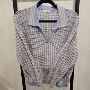 Periwinkle and Tan Knit Sweater